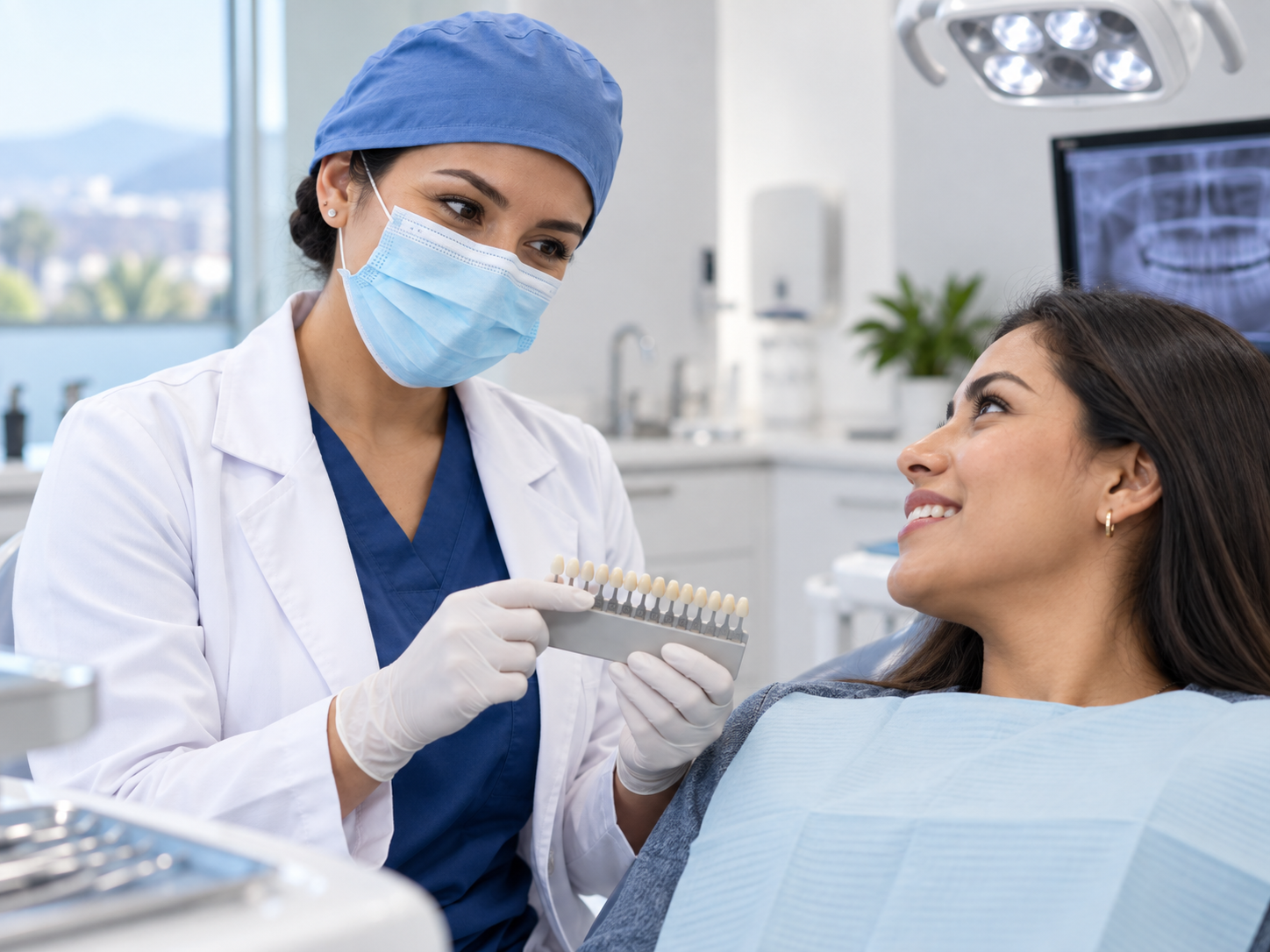 Paciente latina recibiendo atención de odontología integral